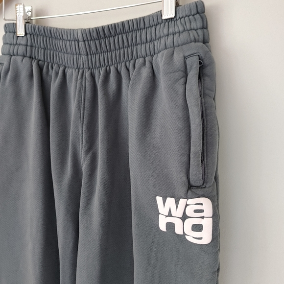 Alexander Wang T Puff Logo Crop Sweatpants Structured Terry Size Small Asphalt - Picture 8 of 16